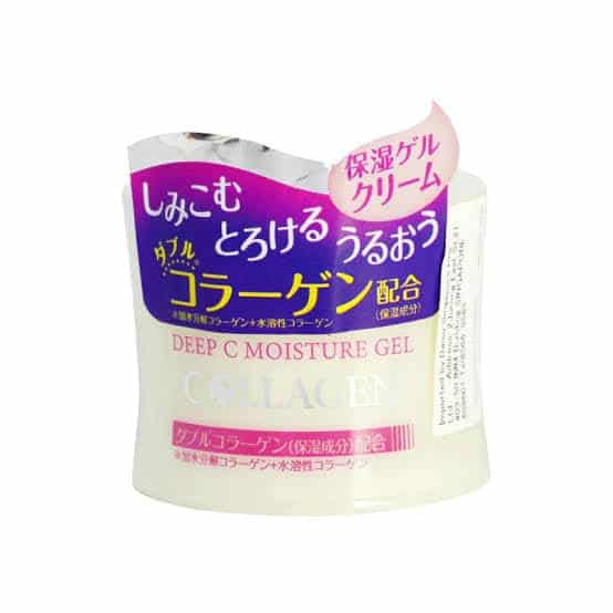 A box of 40g Daiso Deep C moisture gel Collagen gel face cream sealed in plastic packaging.